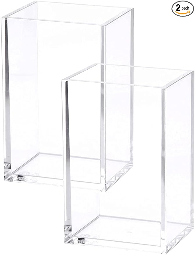 HSYMQ 2 Pack Clear Acrylic Pencil Pen Holder Cup, Makeup Brush Holder Acrylic by HSYMQ