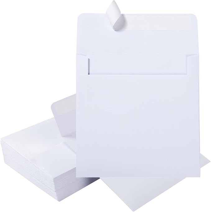 50 Pack 6 x 6 Square Envelopes Self Seal, Greeting Cards, Announcements by Unknown