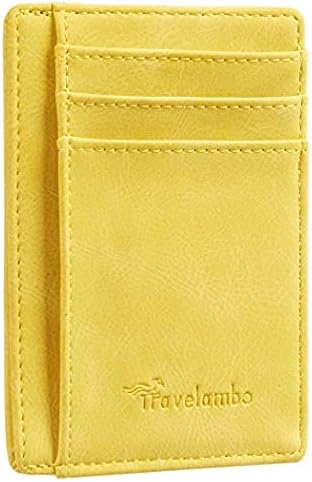 Travelambo Slim Wallet Front Pocket Minimalist Leather RFID Blocking Medium Size by Travelambo