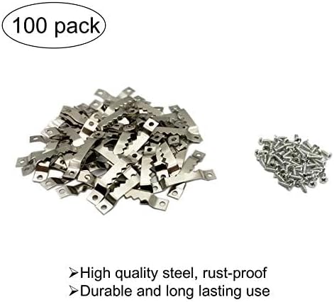 100 Pack Small Sawtooth Picture Hangers Steel Picture Hangers Picture Frames Hangers with Screws Picture Hang Solutions, for Hanging Clock Paintings Artwork Picture Frame Hook Photos (Silver)-DeskLoop Office