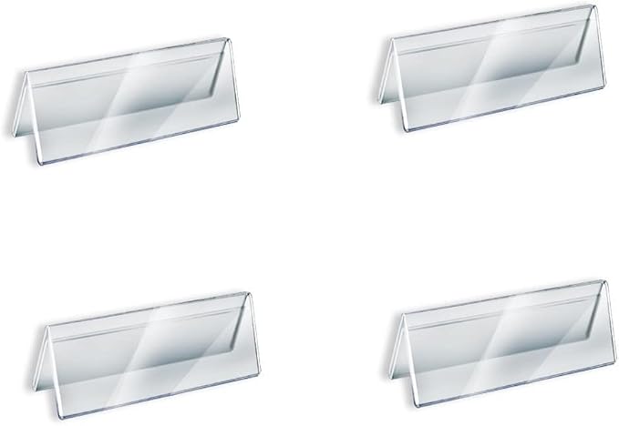 4 PACK Name Plate Holders Acrylic by DDRAUY