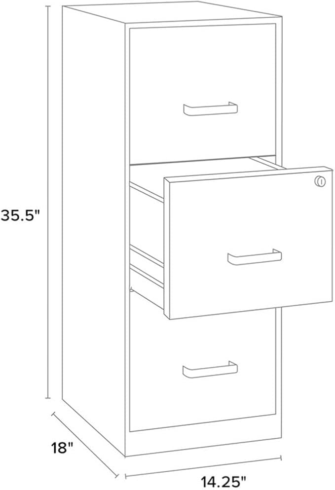 Pemberly Row 3 Drawer Modern Metal Vertical File Cabinet with Lock in Silver-DeskLoop Office