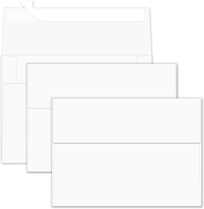 5x7 Envelopes For Invitation, A7 Envelope white, 100 pack 5x7 card Envelopes by Rinrda