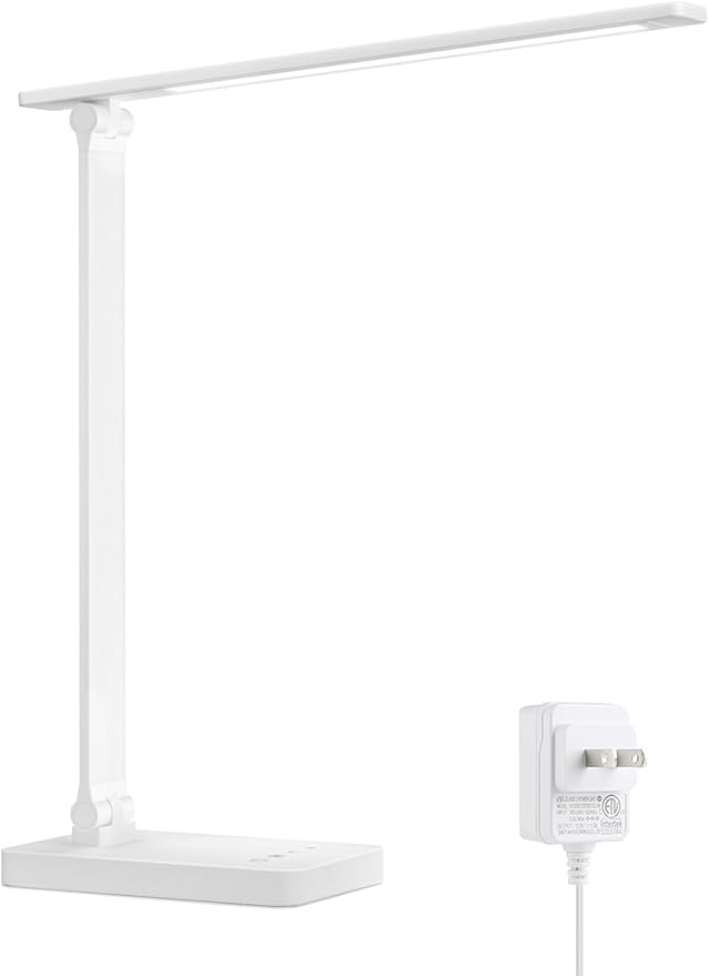 Lepro LED Desk Lamp, Metal Desk Light 9.5W 800lm, Forbes Vetted Best Task Lamp, 5 Color Modes 5 Brightness Level, Dimmable Home Office Desktop Lamp for Reading, Crafting, Sewing, Puzzle, Nail, White-DeskLoop Office