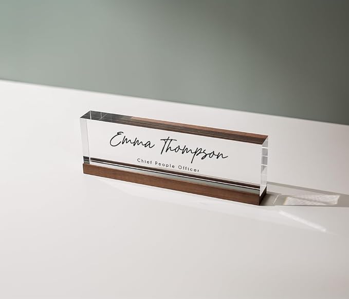 Personalized Acrylic Name Block w/Wooden Base - Image 8