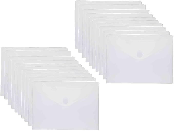 9x7 Clear Plastic Envelopes Hook Loop Closure Receipt Stickers Storage Holder by YESSART