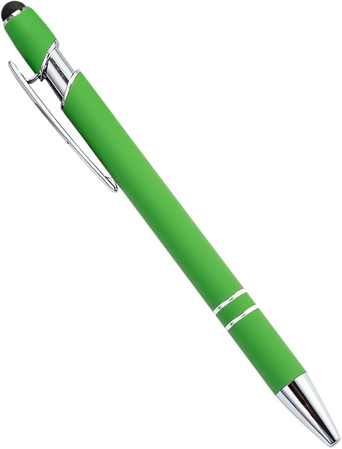 PASISIBICK 12 Pieces Green Ballpoint Pen with Stylus Tip, 2 in 1 Stylus Stylish Pen, Metal Stylus Pen for Touch Screens, Black Ink, 1.0 mm Medium Point.(12 PCS Green)-DeskLoop Office
