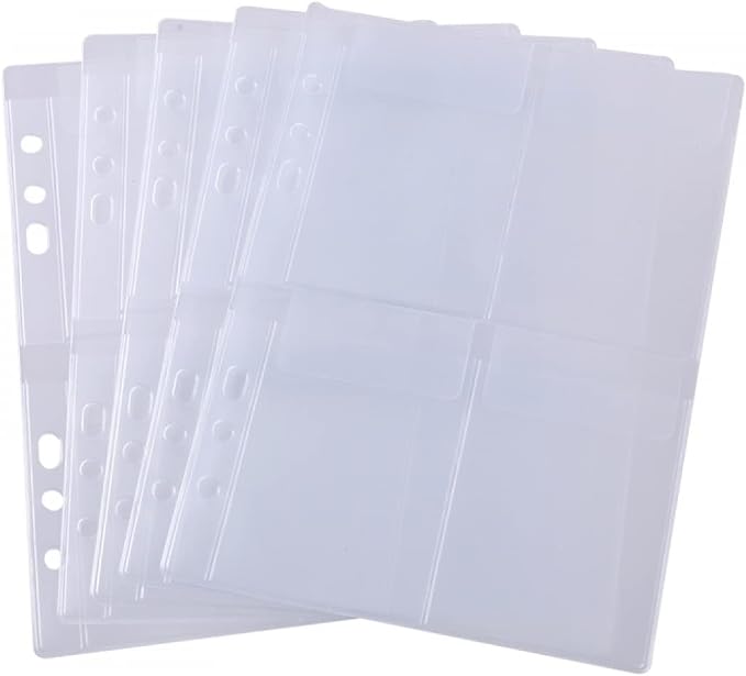 10 Pack A5 Size Plastic Binder Pockets, 6 Holes Waterproof PVC Folders Loose by BAOFALI