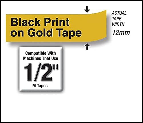 Brother Tape Cartridge 0.5IN Wide, Non-laminated Black on Gold - Image 3