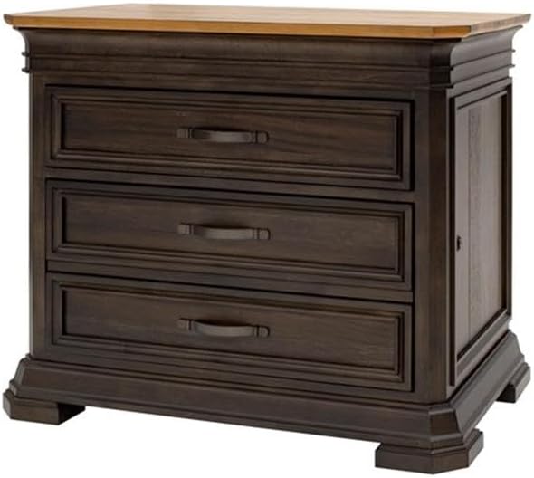 BOWERY HILL Executive Lateral File with Solid Wood Plank Top in Brown-DeskLoop Office