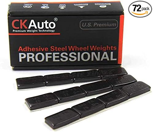 CKAuto 1oz, Adhesive Stick on Wheel Weights, EasyPeel Tape, 72 oz/Box, US by CKAuto