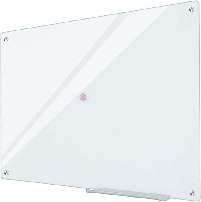 Glass Whiteboard Magnetic Dry Erase White Board 4'x 3' Framless White Surface-DeskLoop Office