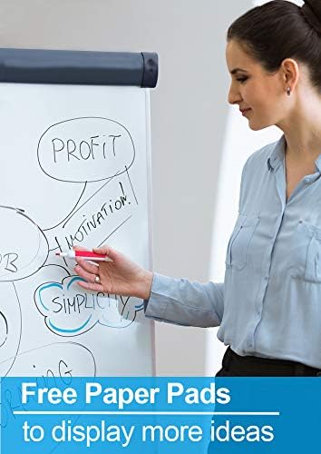 Dry Erase Easel 36" x 24", Height Adjustable Magnetic White Easel Board with Tripod Stand, Office Presentation Board with 25 Sheets Flipchart Pad, Magnets & Eraser, Black-DeskLoop Office