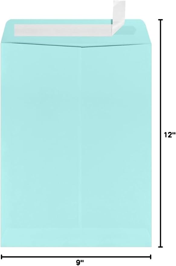 LUXPaper 9 x 12 Open End Envelopes | Peel & Press | Seafoam Blue | 80lb. Text | - Image 3