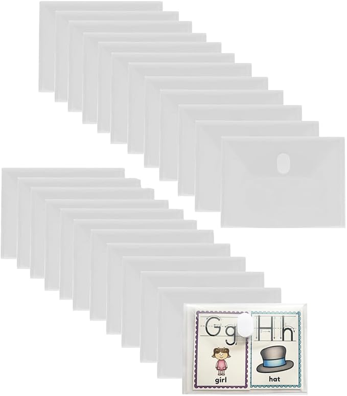 24pcs 4x6 Plastic Clear Envelopes Receipt Coupon Stickers Stamps Storage Case by Croshuki