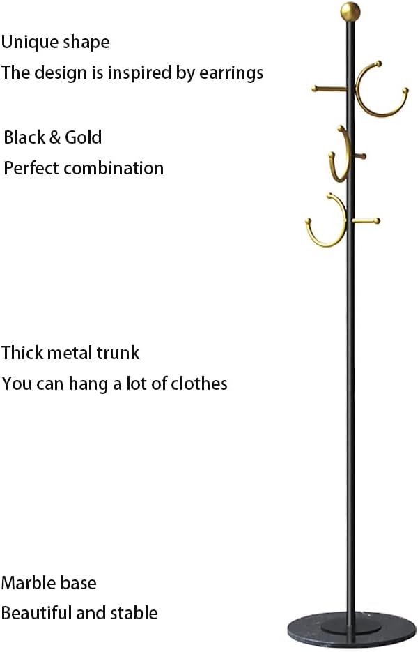 BUZUYE Modern Coat rack with marble base,Coat rack freestanding heavy duty with gold hooks,Entryway coat rack stand Coat Tree freestanding coat hanger stand for Hanging Clothes, Hats, Bags-DeskLoop Office