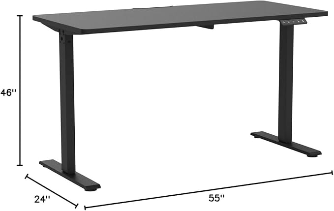 FLEXISPOT Standing Desk Electric Height Adjustable Desk with 55 x 24 Inches Splice Board, Ergonomic Memory Controller, Black Top + Black Frame-DeskLoop Office