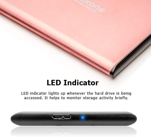 Maxone 1TB Ultra Slim Portable External Hard Drive HDD USB 3.0 Compatible with PC, Laptop, Rose Pink-DeskLoop Office