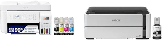 Epson EcoTank ET-4800 Wireless All-in-One Cartridge-Free Supertank Printer & EcoTank ET-M1170 Wireless Monochrome Supertank Printer with Ethernet Plus 2 Years of Unlimited Ink*,White-DeskLoop Office