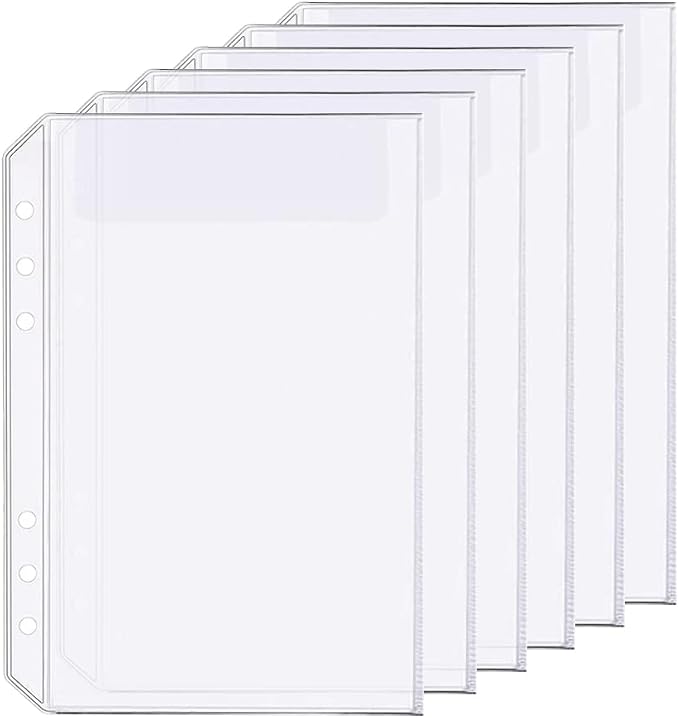 6 Pack A5 6 Holes Binder Bag Plastic Binder Folders Waterproof 6 Holes Holder by Zelten
