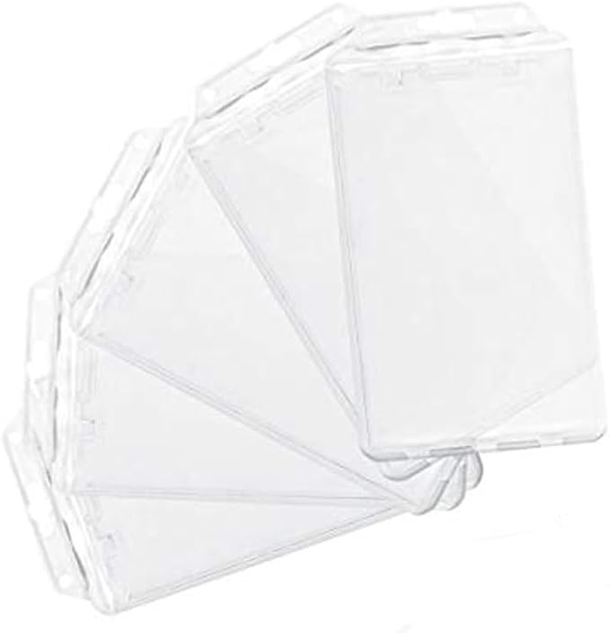 5 Pack - Permanent Locking Hard Plastic Badge Holder - Vertical Clear Heavy - Image 7