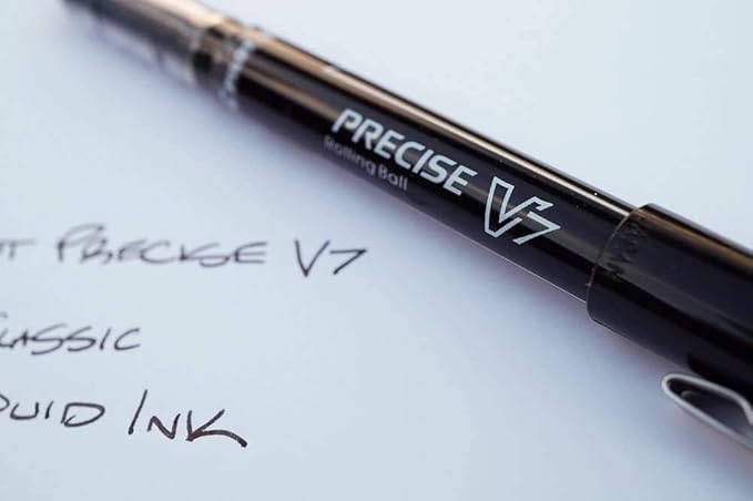 Precise V7 Stick Rolling Ball Pens, Fine Point (.7mm), Blue Ink, 3-pk; Bundle with Plastic Reusable Pouch