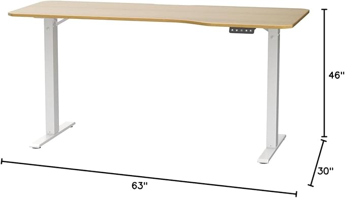 FLEXISPOT Standing Desk Electric Height Adjustable Desk with 63 x 24 Inches Splice Board, Ergonomic Memory Controller, Maple Top + White Frame-DeskLoop Office
