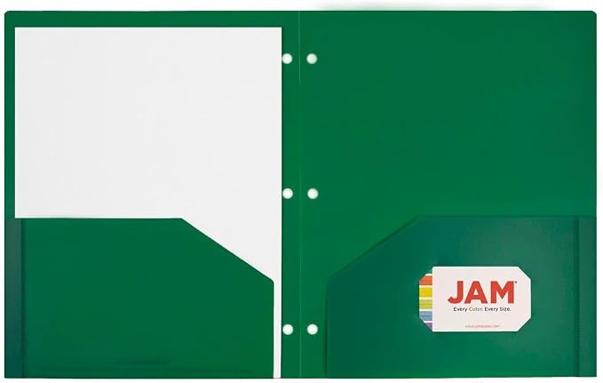 JAM PAPER Heavy Duty Plastic 3 Hole Punch Pocket Folders - Image 5