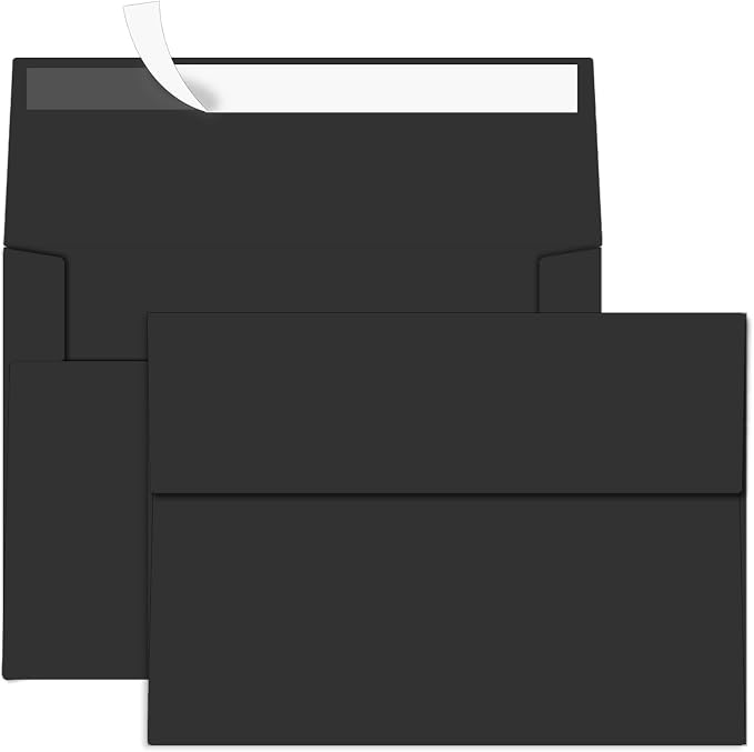 100 Packs Black 5x7 Envelopes, A7 Envelopes by Ouzoustate