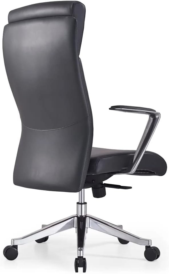 ZURI Draper Leather Executive Chair with Aluminum Frame- Dark Grey-DeskLoop Office