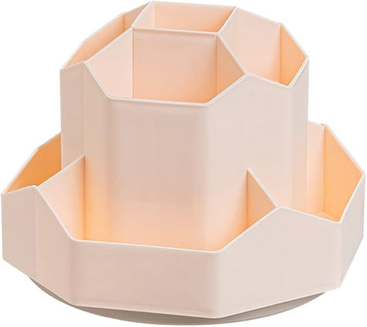 Rotating Art Supply Storage Organizer,Pencil Holder with 9 Compartment, Pen Storage Organizer, for Kids Art Desk, Homeschool Supplies, Home Office Desktop Organizer(Pink)-DeskLoop Office