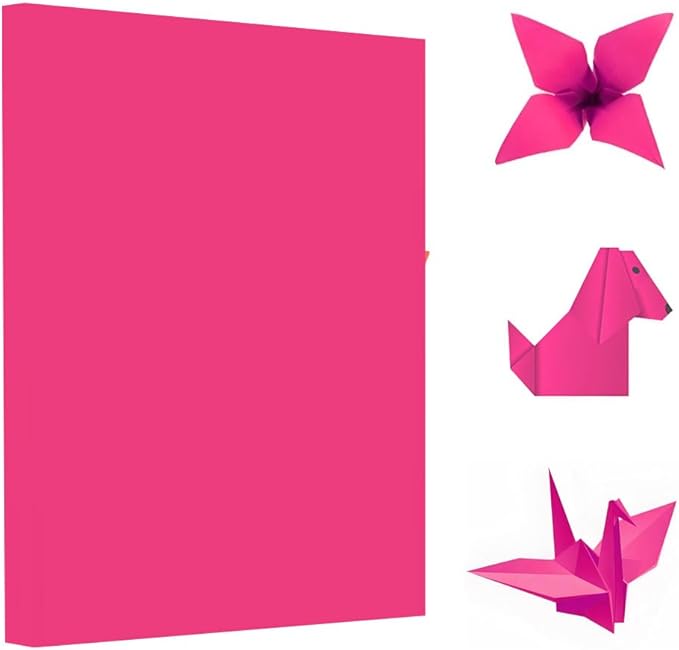 A4 Origami Paper Magenta 100 Sheets, 8.27×11.7 inch Double Sided Color Easy Fold Big Origami Paper A4 Colored Copy Papers Thin 70gsm for Beginners, DIY handwork Art Craft Projects (210 x 297 mm)-DeskLoop Office