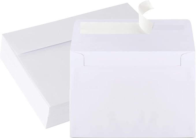 A2 Envelopes White, 70 Pack, Self Seal 120gsm Paper by Janvale