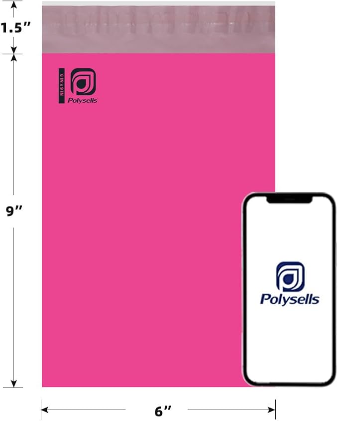 POLYSELLS 200 pcs 6x9 Inches Pink Poly Mailers Shipping Envelopes, Strong - Image 2