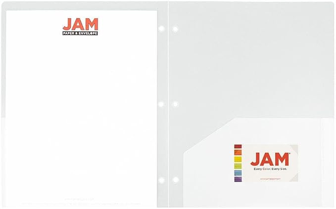 JAM PAPER Heavy Duty Plastic 3 Hole Punch Pocket Folders - Image 5