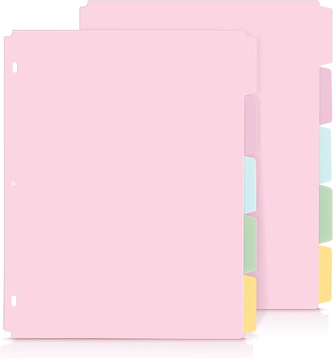SKYDUE Binder Dividers with Tabs, 5 Tab Dividers, 10 Dividers by SKYDUE