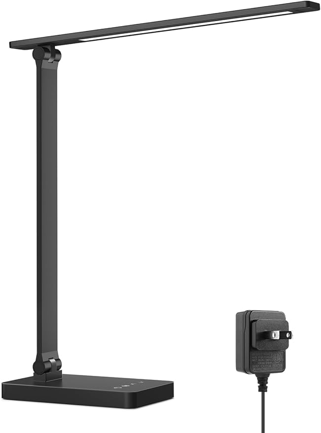 Lepro LED Desk Lamp for Home Office, 9.5W 750LM Metal Touch Control Desk Light, 5 Color Modes 5 Brightness Level, Eye Caring Task Lamp For Reading, Sewing, Crafts, School Supplies, Puzzle Light, Black-DeskLoop Office