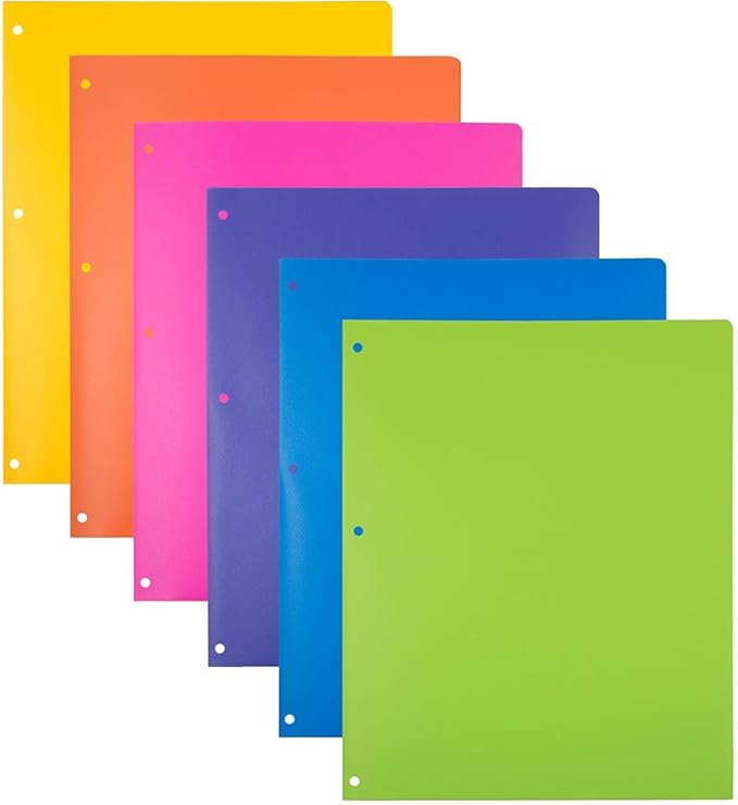 JAM PAPER Heavy Duty Plastic 3 Hole Punch Pocket Folders by JAMPaper
