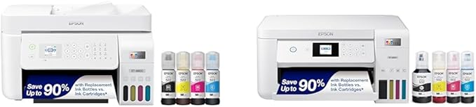 Epson EcoTank ET-4800 Wireless All-in-One Cartridge-Free Supertank Printer with Scanner & EcoTank ET-2850 Wireless Color All-in-One Cartridge-Free Supertank Printer with Scan-DeskLoop Office