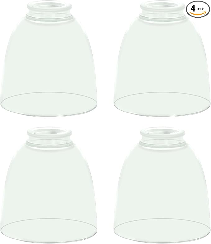 Eidonta 4 Pack Clear Glass Shade Replacements, Bell Shaped Glass Shade Covers by Eidonta