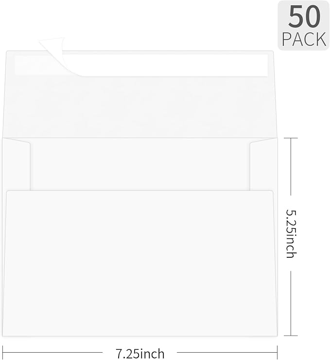 5x7 Envelopes For Invitation, A7 Envelope white, 50 pack 5x7 card Envelopes - Image 2