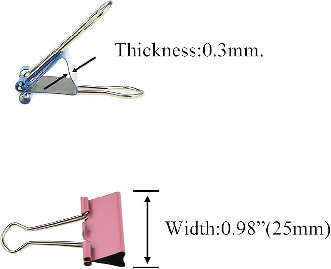 HAHIYO Binder Clips Paper Clamps Spring Steel Sturdy 0.98 inches Width 0.31 - Image 2