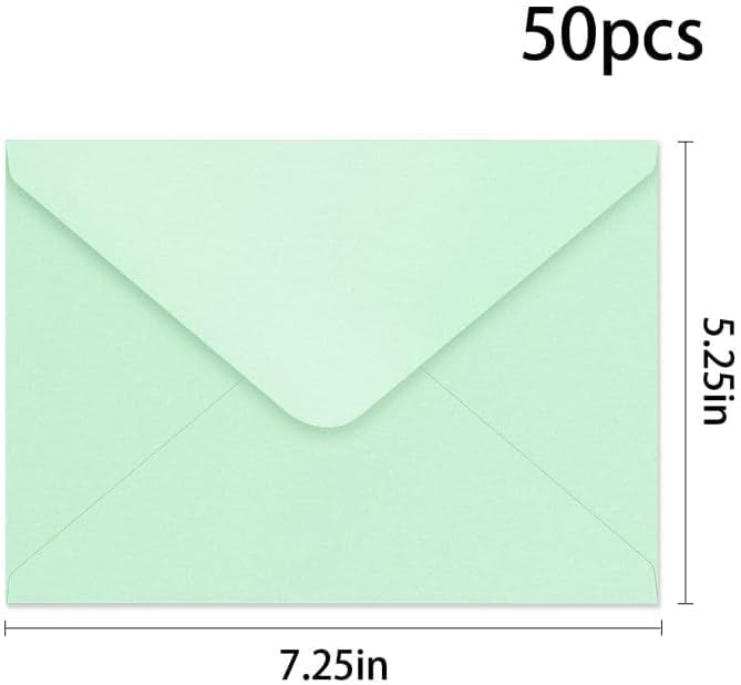YINUOYOUJIA 50 PCS Pearl Mint Green Envelopes A7, 5 x 7 Mint Green Shimmer - Image 2