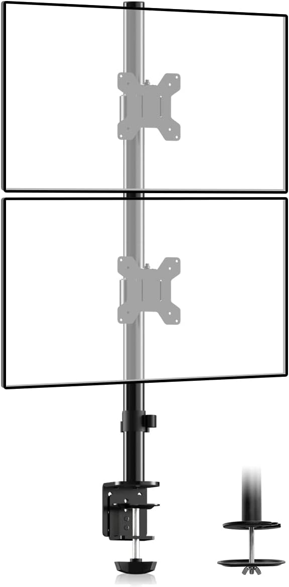 Suptek Dual LED LCD Monitor Stand up Desk Mount for 2 / Two Screens up to 32 inch Extra Tall 31.5" Pole Heavy Duty Fully Adjustable Stand Vertical Array (MD6802)-DeskLoop Office
