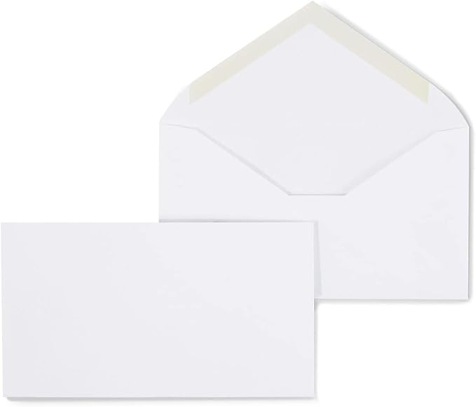Staples #6 White Standard Business Envelopes, V‑Flap Gummed Closure, by Staples
