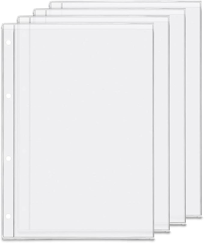 4 Pack A4 4 Holes Binder Pockets Plastic Binder Folders Waterproof 4 Holes by Zelten
