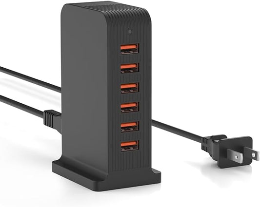 VPSUN USB Charger 6 Port 50W Multi USB Tower Charging Station by VPSUN