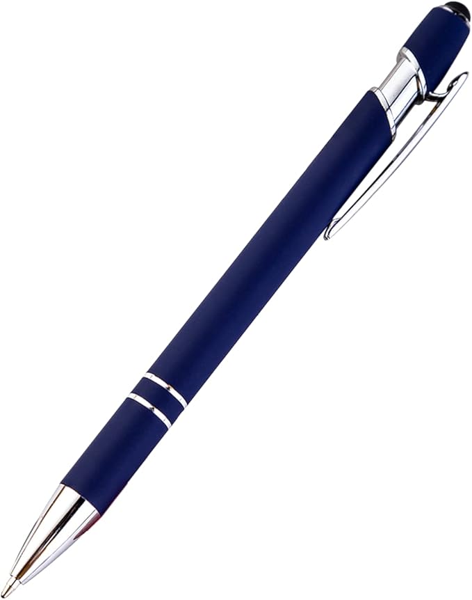 PASISIBICK 12 Pieces Blue Ballpoint Pen with Stylus Tip, 2 in 1 Stylus Stylish Pen, Premium Metal Stylus Pen for Touch Screens, Black Ink, 1.0 mm Medium Point.(12 PCS Blue)-DeskLoop Office