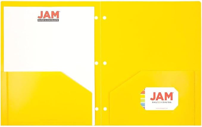 JAM PAPER Heavy Duty Plastic 3 Hole Punch Pocket Folders - Image 5