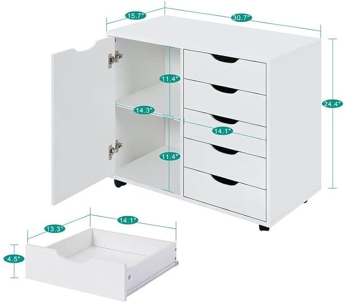 Naomi Home Amy 5-Drawer Craft & Office Storage Cabinet - Image 2